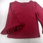 Michael Kors Women's Burgundy Wine Ruffle Bell Sleeve Knit Top Designer Casual Purple Photo 6