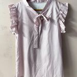 Light Pink & White Polka Dot LightWeight Blouse Size S EUC Photo 2