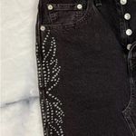 Levi’s Destructed Denim Mini Skirt | Size 27 Button Fly | Studded | Distressed Black Photo 1