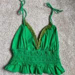 Sim & Sam Emerald Green Ruffled Smocked Redesigned Tank Top Size Medium Photo 5