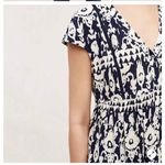 Anthropologie Vanessa Virginia Abstract Print Navy White V-Neck Tunic Top Size M Photo 2