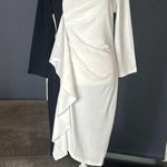 Womens Black & White Asymmetrical Ruffled Front Midi Dress 3/4 Sleeve Size L NEW Size L Photo 0