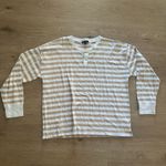 J.Crew NWT Long Sleeve Striped Slub Cotton Tee in Camel and Ivory Photo 1