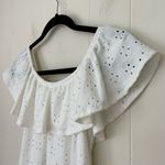 French Atmosphere White Knit Eyelit Dress Short Length Sleeveless Y2K ~ Size S Photo 6
