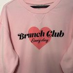 Wildfox Graphic Crewneck "Brunch Club Everyday" pink Sweatshirt size L NWT Photo 2