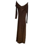 Significant Other Liliana Brown Bronze Metallic Long Sleeve Draped Column Gown 2 Photo 12