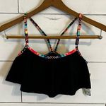 Malibu Black Rockin Vibrations Flounce Bikini Top. NWT. Size Small. Photo 0