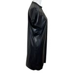 Theory  Faux Leather Shift Dress Button Front Black Knee Length Women’s Size P Photo 5