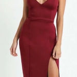 Showpo Big Ideas Midi‎ Dress Red Cocktail Thigh Leg Slit Bodycon S005820 Size 16 Photo 0