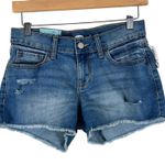 Old Navy NWT Denim Shorts Womens 0 Medium Wash Distressed Raw Hem Semi Fitted Photo 0