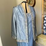 Vintage Y2K Stephen Yearick cornflower blue + silver gown with jacket Size XL Photo 9