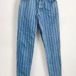Paris Sport Club Vintage Striped high waisted Skinny Button Fly Denim Jeans Sz 5 Photo 0