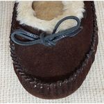 Clarks Brown Suede Leather Ladies Slip On Moccasins Shoes Slippers Size 9 Faux F Photo 2