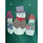 sweatshirt Vintage 1980s appliqué snowmen green red Christmas Size L Photo 2