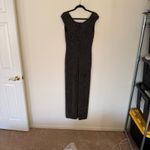 Alex Evenings Black Sleeveless Maxi Formal Dress Gold Metallic Size 8 Photo 8