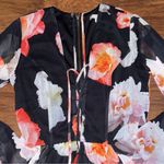 Gianni Bini Womens black and pink floral bell sleeved romper Photo 3