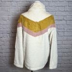 Hem & Thread  Women S Ivory Colorblock Sherpa Half Zip Pullover Cozycore Neutral Photo 2