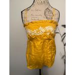 One Season Silk Embroidered Cami Top Ruffle Straps Yellow Size M Size M Photo 1