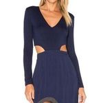 NBD  Kaia Beaded Studded Cutout Navy Blue Long Sleeve V-Neck Dress Size Small Photo 0