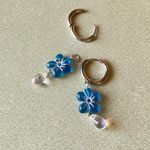 Handmade quality Czech glass beads 2WAY hoop dangle earrings🩵 Photo 5