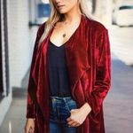 New Amaryllis Velvet Drape Open Front Oversized Burgundy Cardigan Size Medium Red Photo 0