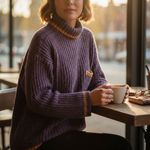 NAADAM Purple and Gold Cashmere Cowl Neck Sweater Photo 1