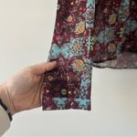 For Love & Lemons Geneva Geometric Print Long Sleeve Velvet Bow Blouse M Photo 4