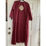 Milan Fashions India Urban Casual Medoum Maxi Long Dress Half Sleeve Leaves Boho Red Size M Photo 7