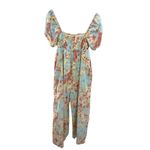 Storia Floral Cotton Puff Sleeve Smocked Wide Leg Jumpsuit Boho Cottagecore L Photo 4