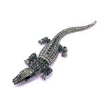 Vintage Art Deco Style Green Crystal Large Crocodile Alligator Brooch Pin Photo 0