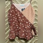 Anthropologie Paper Crane Junior's Double Print Faux Wrap Peplum Top,Size M,NWT Photo 1