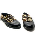 Bella Vita "REESE" BLACK LEATHER AND ANIMAL PRINT FUR SLIP ON LOAFER SHOES (6) Photo 6