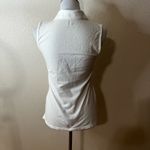 Tory Burch  Womens Small White Green Sleeveless Polo Shirt Ruffle Pique Collared Photo 4