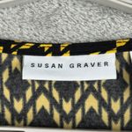 Susan Graver  Blouse M Geometric‎ Tie Neck Long Sleeve Black Yellow Top Photo 6