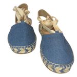 Loft Ann Taylor  Chambray Lace Up Espadrille Flats Size 9 EUC Photo 3