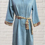 Fred Rothschild Vintage Denim Midi Dress Paisley Belt Timeless Boho Western Blue Photo 0