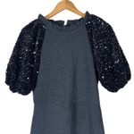 THML NWT  Little Black Dress Womens S Mini Knit Sequin Sleeve Party Cocktail Photo 2