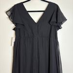 Birdy Grey Hannah Chiffon Maxi Dress Black V Neck Bridesmaid Formal Large Photo 7