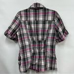 Odyn small purple plaid waterproof zipper top jacket shirt w/belt pockets Photo 1