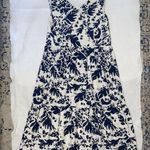 Magaschoni navy white print sleeveless tiered linen midi dress coastal 14 Photo 3