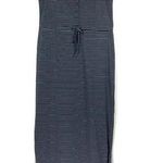 VERO MODA New Striped Knit Henley Daina Dress Sleeveless Tie Waist Maxi Navy Photo 4