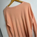 Aerie  Dance Club Long Sleeve Thermal Waffle Knit Top Sz Small Peach Disco Ball Photo 11