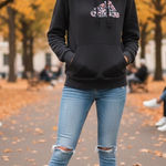 Adidas  Pullover Hoodie Womens Medium Black Floral Logo Sweatshirt Sporty Casual Photo 0