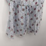 Fang Dainty Floral Striped Blue Multicolor Top Lace Trim Coquette Size Large Y2K Photo 2