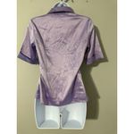 Camaieu Women's Lilac Satin Button Down Short Sleeve Shirt Blouse Size XS Purple Photo 4