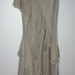 Vintage 90s Y2K Champagne Ruffle 100% Silk Strapless Beaded Dress Fairycore S Gray Size XS Photo 0