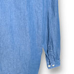 Vintage 90s Top Chambray Denim Ruffle Front Western Button Down Shirt Large Blue Photo 7