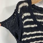 Free People  Black Cream StripedSweater Sz Small Photo 5