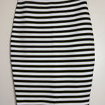 ALC Frank A.L.C. Striped Pencil Skirt Black White Yellow Knit Midi Size Small Photo 0