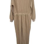 l*space L Coastin Jogger Jumpsuit Tan Beige Pockets Drawstring Waist XL NWT Comfy Photo 2
